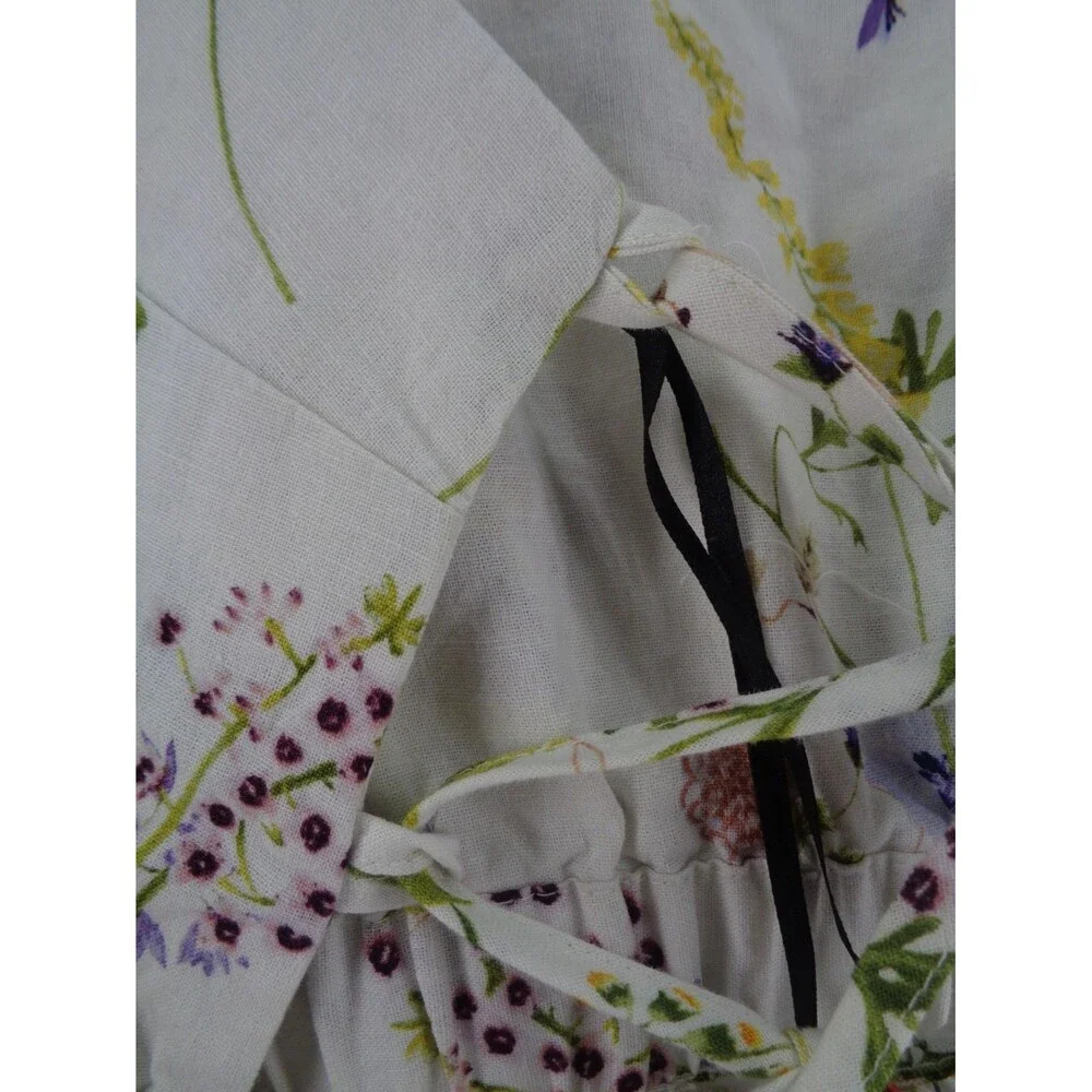H&M Floral Linen Blend Romper Strappy Size XL Wildflower Meadow Collection New